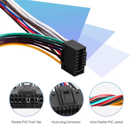 18AWG 4 مكبرات الصوت 16 دبوس موصل السيارة ستيريو تسخير الأسلاك الكهربائية
