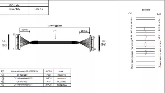 50-15000 مم كابل متحد المحور الصغير ، كابل محوري رفيع 32awg لشاشة LCD 15.6