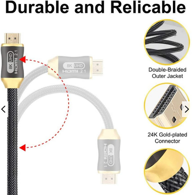 4K 120 هرتز Hdmi 2.1 فائق السرعة Hdmi كابل 30awg سلك