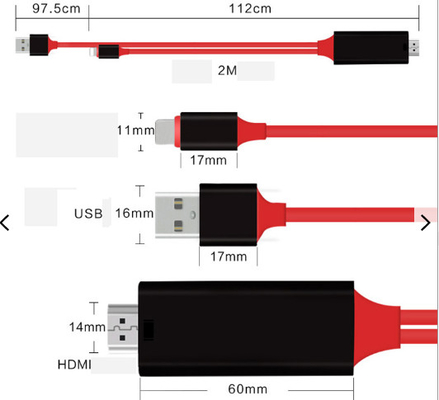 كابل صوت 8 دبوس 2 متر HDMI لتجميع كابل صوت 1080 بكسل إلى Hdmi لهاتف IPhone 13 13Plus