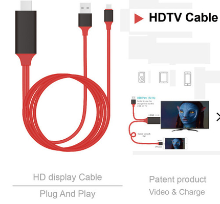 كابل صوت 8 دبوس 2 متر HDMI لتجميع كابل صوت 1080 بكسل إلى Hdmi لهاتف IPhone 13 13Plus