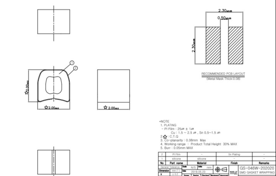 20mm SMD Gasket Elastic Recovery ، سيليكون حشيات مطاطية مستديرة مسطحة